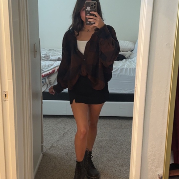 Arie Plaid Button-Up Shirt - Brown - Picture 2 of 2